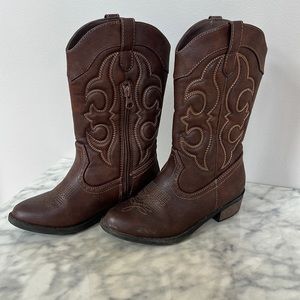 Girls Tall Brown Cowgirl Boots Size 13